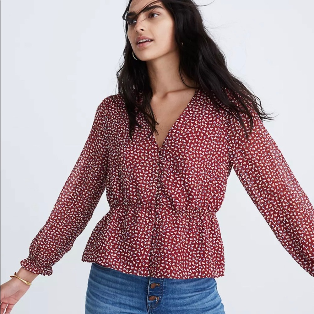 Madewell Overture Top in Ditsy Flowers Long Sleeve Size XS
